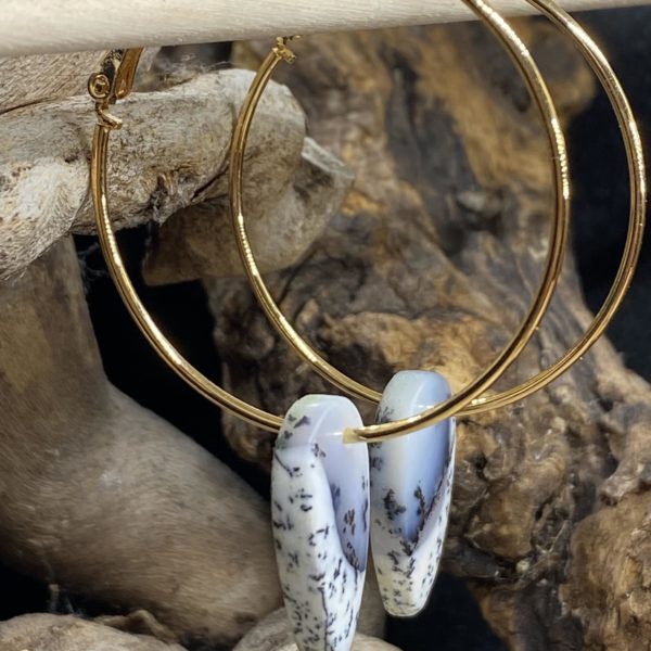Boucles d’oreilles Opale Dendritique